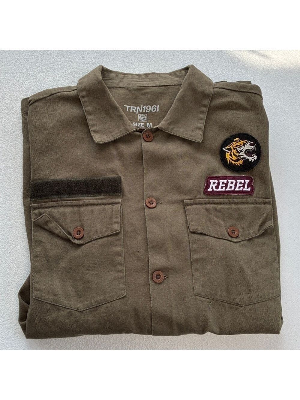 Terranova TRN1961 Rebel Camicia Military Shacket Patches Green Blouse Jacket M